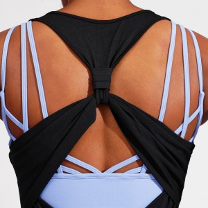 Preț de fabrică Uscare rapidă Sexy cu nod în spate Topuri personalizate de gimnastică pentru femei, maiou sport simplu