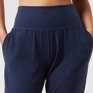 Pantaloni de sport pentru damă cu talie înaltă cu logo personalizat Pantaloni de sport pentru gimnastică pentru femei, cu buzunar lateral