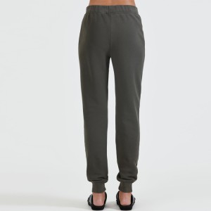 Pantalon de survêtement Slim en coton éponge français de haute qualité à taille élastique avec poche ouverte pour femme
