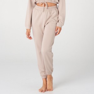 Calças de moletom skinny de algodão elastano com logotipo personalizado cintura elástica para mulheres