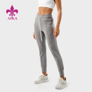 Top Quality Stretch Ladies Gym Zipper Pocket Sweat Pants Varotra Slim Fit Joggers ho an'ny vehivavy