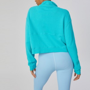 Custom Logo Cotton Polyester Wholesale Sportswear Women Blank 1/4 Zipper Crop Sweatshirts