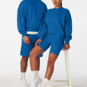 Захиалгат лого энгийн 100% хөвөн даавуун хүзүүвчтэй хоосон Unisex пуловер цамц, эмэгтэй, эрэгтэй