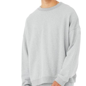 Tilpasset høykvalitets bomullspolyester Oversize treningsskjorte med rund hals, vanlig sweatshirt for menn