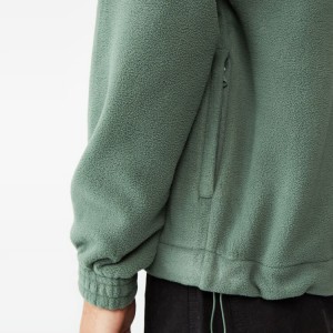 Logo Kustom 100% Polyester Quarter Zipper Fleece Kaus Polos Untuk Pria