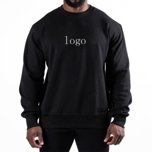 Taas Timbang Velvet Sa Loob ng Custom na Logo Crew Neck Men Workout Pullover Sweatshirt