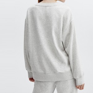 Custom Cotton Polyester Oversized Plain Workout Women Blank Crewneck Pullover Sweatshirt