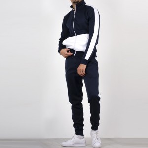 Grossist Fitness Color Block Slim Fit Jogger Sweatsuit Polyester träningsoverall Set för män