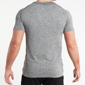 ຂາຍສົ່ງ Nylon Spandex Bodybuilding Slim Fit Gym Seamless T Shirts Custom Logo ສໍາລັບຜູ້ຊາຍ