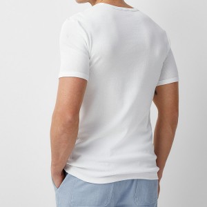 Groothandel blanco T-shirt Aangepast logo Effen workout geribbelde getailleerde T-shirts voor heren