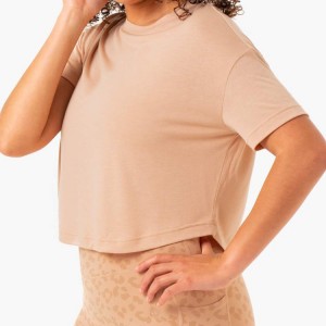 Custom Printed Cotton Spandex Ladies Ladies Plain Yoga Gym Crop T Shirt Kanggo Wanita