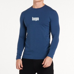 Fabrikspris OEM lätta sportkläder Custom Logo Compression Långärmad Vanliga Gym T-shirts för män