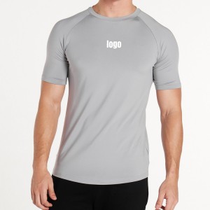 Mukautettu fitness Gym Stretch Kevyt lyhythihainen polyesterispandex-kompressio T-paita miehille urheiluvaatteille
