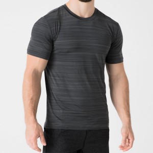 Продажба на едро OEM Spandex Muscle Gym Shorts Sleeve Men Slim Fit Polyester Custom Tshirt Printing