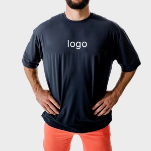 Негабаритні прості спортивні футболки для фітнесу з надрукованим логотипом на поліестері для чоловіків