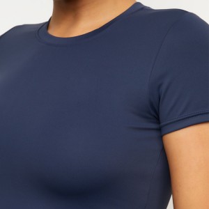 Προσαρμοσμένο λογότυπο Quick Dry, απλό σορτς μανίκι Crop top Gym T-shirt για γυναίκες