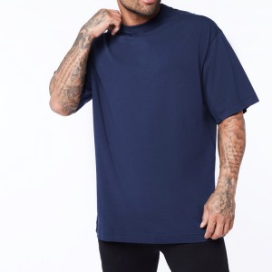 Streetwear 100% Cotton Polos Crew Neck Blank T Shirt Pencetakan Logo Kustom Untuk Pria