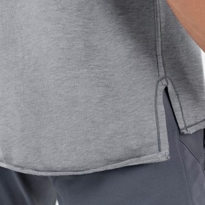 공장 가격 사용자 정의 원시 밑단 라글란 ​​슬리브 일반 면화 체육관 T 셔츠 남성용