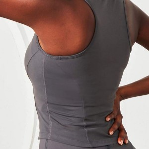 Best Salg Custom Logo Kvinner Fitness Vanlig Full Zip Up Blank Gym Tank Tops