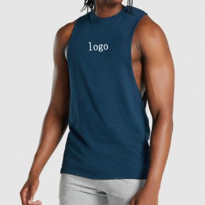 Veleprodajne visokokvalitetne sirove pamučne majice s dubokim rukavcima za vježbanje u teretani za muškarce