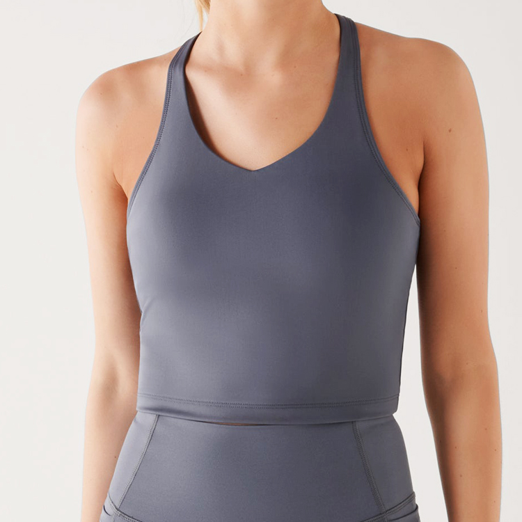 Yoga majica bez rukava, prilagođena visoka rastezljiva odjeća za fitness s V izrezom za žene Istaknuta slika