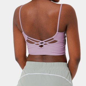 Moda Design Gils Workout Gym Clothes Four Way Stretch Women U-Neck Crisscross Cropped Yoga Tank Top