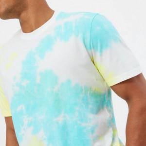 Commercio all'ingrosso maniche corte allenamento 100 magliette da ginnastica in cotone tie-dye stampa personalizzata per uomo