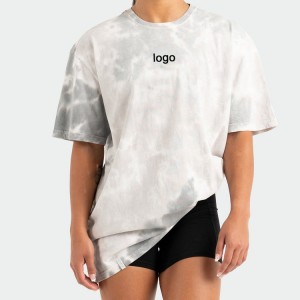 Custom nga Shorts Sleeve 100% Cotton Tie Dye Oversize Unisex Fitness T Shirt Para sa mga Babaye