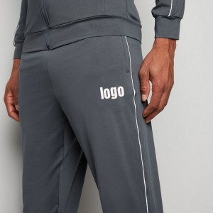 Umgangatho oPhezulu oSiko weLogo Polyester Spandex Slim Fit Full Zipper Plain Training Tracksuits For Men
