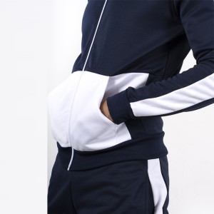 Wholesales Fitness Color Block Slim Fit Jogger Sweatsuit Polyester Tracksuit Set Para sa Mga Lalaki