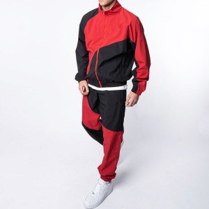Custom Quick Dry Polyester Color Block Jogger Windbreaker Træningsdragt sæt til mænd