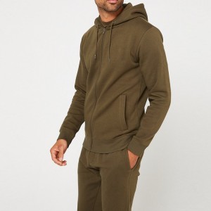Wholesale Cotton Slim Fit Full Zip Hoodies Sports Plain Track Suit Sets Para sa Mga Lalaki