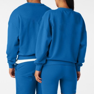 Custom Logo Plain 100% Koton Crewneck Blank Unisex Pullover Sweatshirts Pou Fanm & Gason