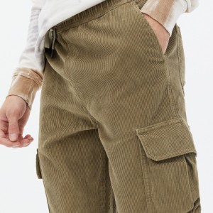 Nye trendy vintersnøre i taljen i fløjl Workout Cargo-bukser til mænd Streetwear