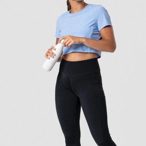 Logo Kustom OEM High Quality Short Sleeve Workout Plain Crop T shirts For Women