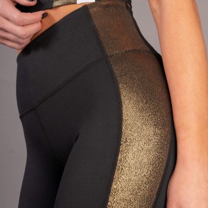 Calças legging femininas femininas para academia cintura alta contrastantes douradas