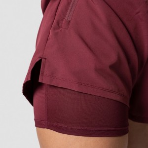 Custom Workout Sports Wear 4 Way Stretchy Wholesale Women's Zipper Pocket 2 in 1 Athletic Gym Shorts