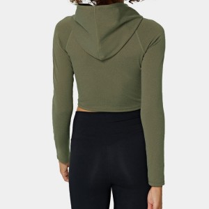 High Quality Wholesale Plain Fitness Clothing Women Slim Fit Crop Pullovers Hoodies Custom Printed
