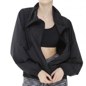 ສິນຄ້າຂາຍດີທີ່ສຸດ ນ້ຳໜັກເບົາ Polyester Windproof ແອວປັບໄດ້ ແອວຜູ້ຍິງ Gym Sports full Zip Windbreaker Jacket