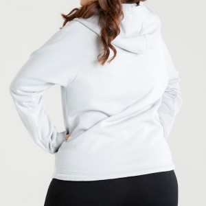 OEM zwaargewicht katoenen borduurlogo blanco essentiële hoodies met volledige ritssluiting voor dames