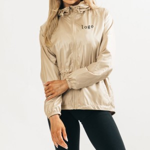 Jaquetas corta vento femininas personalizadas 100% poliéster leve à prova de vento com zíper completo
