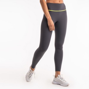 Custom Contrast Strip Højtalje Sport Fitness Tights Leggings Kvinder Yoga Bukser