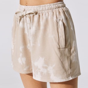 Wholesale Soft Frânsk Terry Cotton Drawstring Taille Oanpaste Tie Dye Sweat Shorts foar froulju