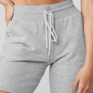 Oanpaste Drawstring Taille Frânsk Terry Cotton Workout Sweat Shorts mei Pocket foar froulju