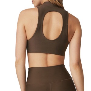 Ny design i grossistledet Custom Stretch Mock Neck Sport BH med öppen rygg för kvinnor
