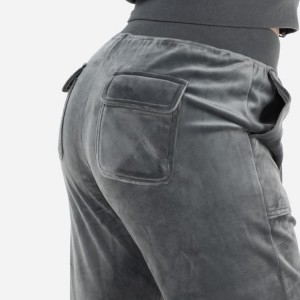 Wholesale mou Polyester cordon ren brode Logo fanm velours Jogger pantalon