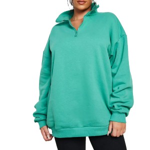 Fleece Inside 75% Cotton 25% Polyester Custom Half Zipper Women Oversized Workout Sweatshirts