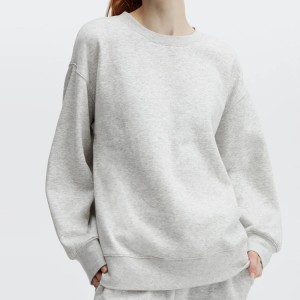 Suéter de algodão personalizado de poliéster superdimensionado simples para malhar feminino gola redonda