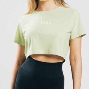 T-shirt in cotone morbido di alta qualità a maniche corte Blank Crop Plain Logo persunalizatu per e donne