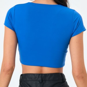Mukautettu painatus Square Neck Workout Slim Fit Women Fitness Plain Crop Top Gym T-paidat
